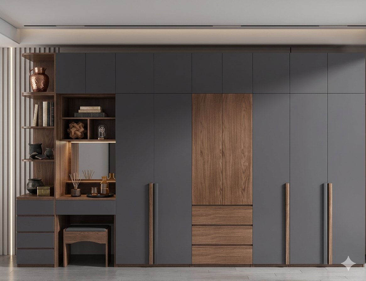 Grey walnut hinged wardrobe Pakistan
